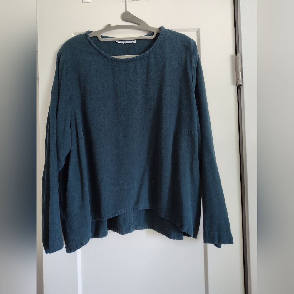 Only Child Alta Top, Emerald Green, Size L, Silk/Cotton Fabric, Excellent Condit